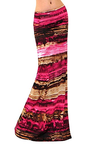 Book Cover Vivicastle Women's USA Colorful Printed Fold Over Waist Long Maxi Skirt