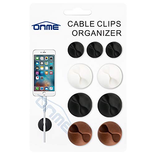 Book Cover Cable Clips, ONME Cable Holder Multipurpose Cord Management for Home Non-Toxic Rubber Material Self-Adhesive Desk Cord Clips Durable Cord Organizer Black Cord Holder for Office (3 Colors 6pcs)