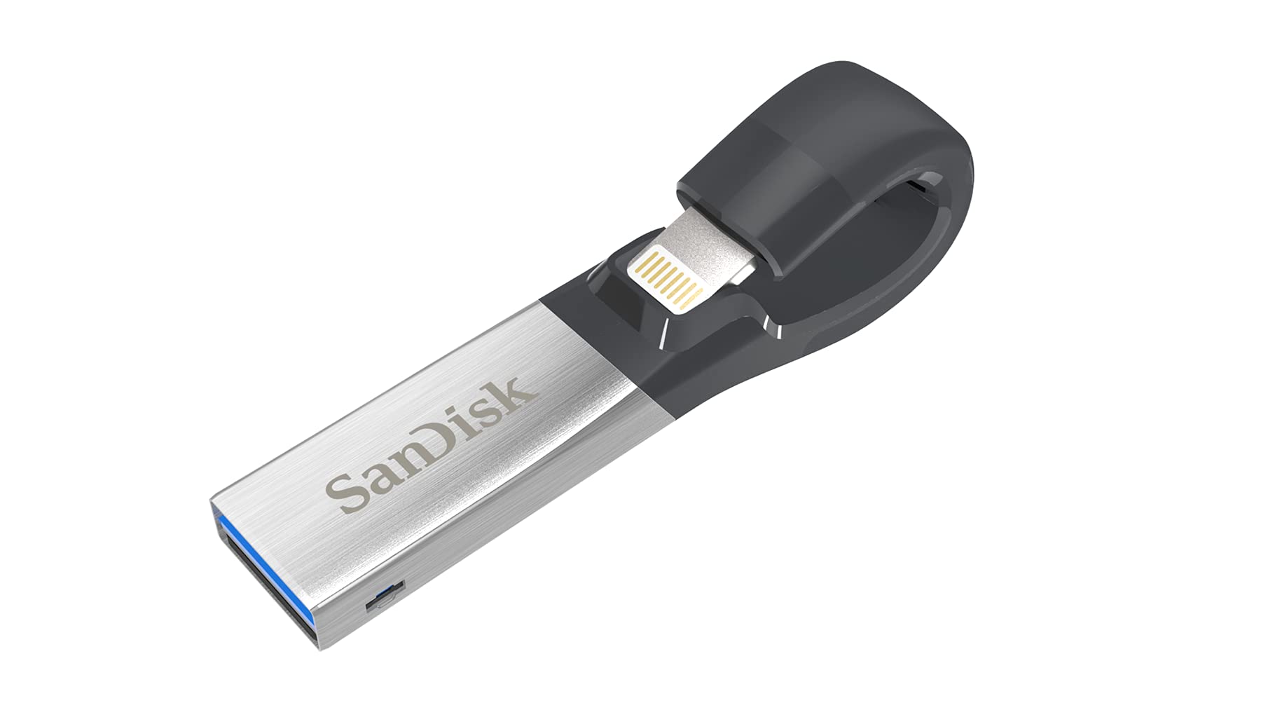 Book Cover SanDisk iXpand Flash Drive 128GB for iPhone and iPad, Black/Silver, (SDIX30C-128G-GN6NE)