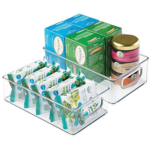 Book Cover mDesign Plastic Kitchen Pantry Cabinet, Refrigerator or Freezer Food Storage Bins with Handles - Organizer for Fruit, Yogurt, Snacks, Pasta - Food Safe, BPA Free, 6