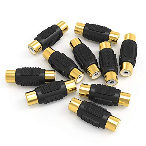 Book Cover Electop 10 Pack RCA Female to Female Coupler Audio Video Gold Adapter
