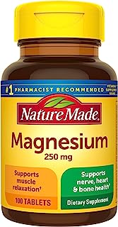 Book Cover Nature Made Magnesium 250 mg Tablets, 100 Count for Nutrition Support (Packaging May Vary)