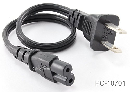 Book Cover CablesOnline , 1ft 2-Prong Figure-8 Replacement Non-Polarized Computer Power Cord Cable, PC-10701