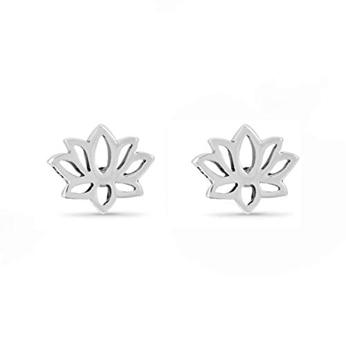 Book Cover Boma Jewelry Sterling Silver Lotus Blossom Flower Stud Earrings