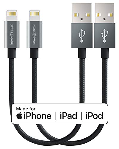 Book Cover FosPower [2 Pack, 6-inch] Apple MFi Certified Lightning to USB Cable [Nylon Braided | Full Speed Charging] Compatible with iPhone XR XS XS MAX X, iPad Pro Air / Mini, iPod Touch, Nano (Gray)