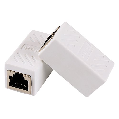 Book Cover Jadaol Ethernet Cable In-line Shielded RJ45 Coupler, Female to Female - 2 Pack White