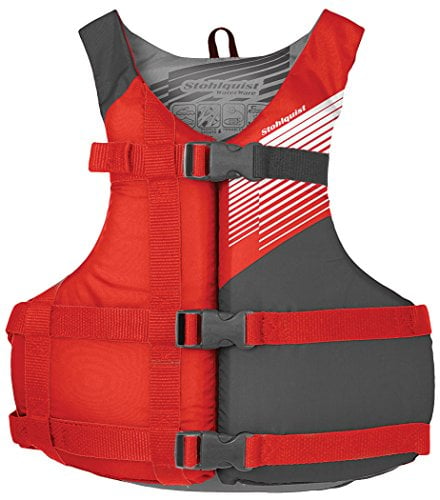 Book Cover Stohlquist Fit Youth Life Jacket/Personal Flotation Device, 50-90 lb, Red/Gray