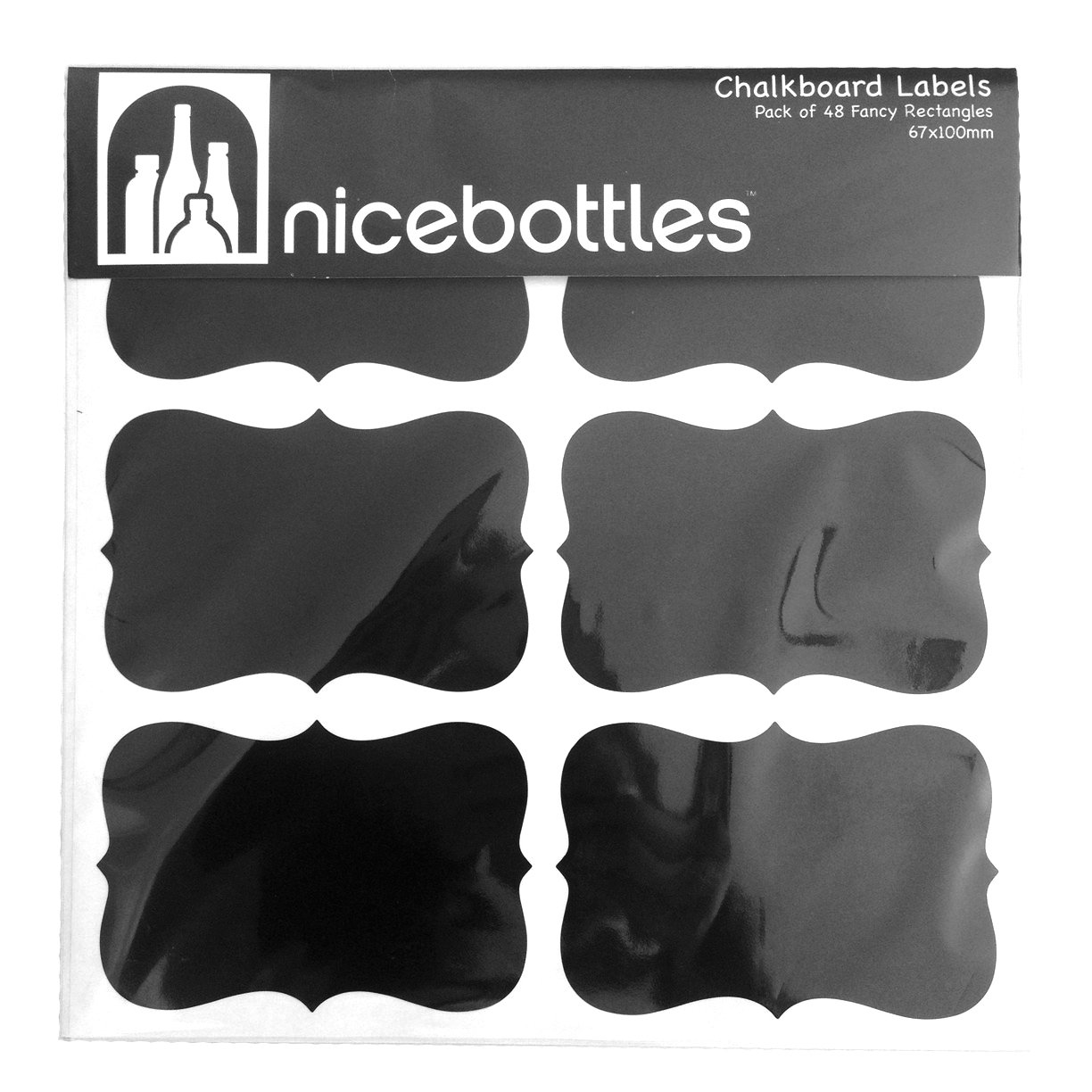 Book Cover nicebottles Chalkboard Labels, Large Fancy Rectangles - 3