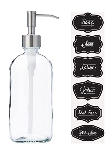 Book Cover Clear Glass Jar Soap and Lotion Dispenser with Stainless Steel Pump - 16 oz (1)