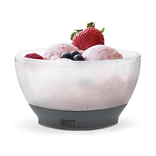 Book Cover Host Ice Cream Freeze Bowl, Double Walled Insulated Freezer Gel Chiller Kitchen Accessory for Dessert, Dip, Cereal, with Comfort Silicone Grip, Plastic, Grey