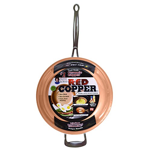 Book Cover Red Copper 12 inch Pan by BulbHead Ceramic Copper Infused Non-Stick Fry Pan Skillet Scratch Resistant Without PFOA and PTFE Heat Resistant From Stove To Oven Up To 500 Degrees