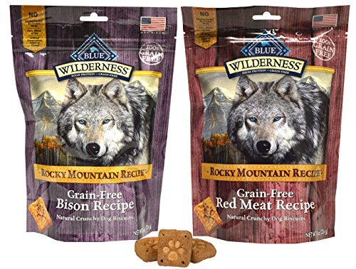 Book Cover Blue Buffalo Wilderness Rocky Mountain Recipe Dog Treat Variety Pack - 2 Flavors (Red Meat Recipe & Bison Recipe), 8-Ounces Each (2 Total Pouches)