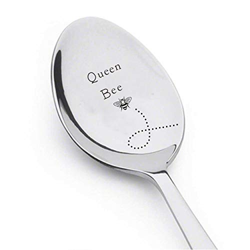Book Cover Queen Bee - Gourmet coffee spoon Gift - stainless steel spoon - Engraved Unique Gift - Cute spoon - Best Selling Item - Gift for Him -Gift for Her - Spoon Gift #A28