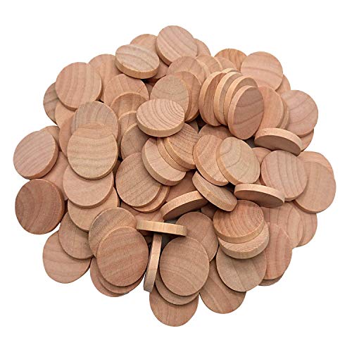 Book Cover 1 Inch Natural Wood Slices Unfinished Round Wood Coins for DIY Arts & Crafts Projects, 60 per Pack.