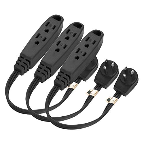 Book Cover Aurum Cables 3 Outlet Extension Cord Indoor Extension Cord 16AWG - UL Listed (1 Ft - 3 Pack)