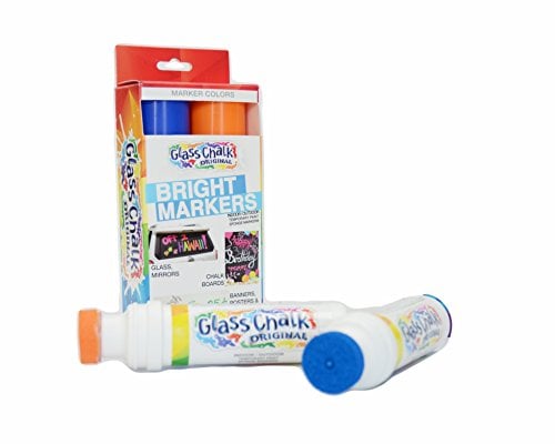 Book Cover Glass Chalk the Original Patented Indoor/Outdoor Temporary Paint Marker for Auto Windows and Surfaces, Blue and Orange, 2 Piece