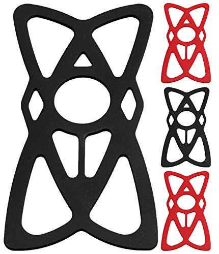 Book Cover NALAKUVARA Phone Mount X Holder Grip Tether Rubber Strap Silicone Security Bands - Universal Motorcycle Bike Phone Mount Accessories Replacement Parts - Elastic X Web Grip (2 Black & 2 Red) 4 Pack