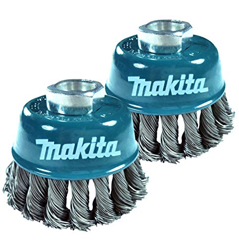 Book Cover Makita 2 Pack - 3 Inch Knotted Wire Cup Brush For Grinders - Heavy-Duty Conditioning For Metal - 3
