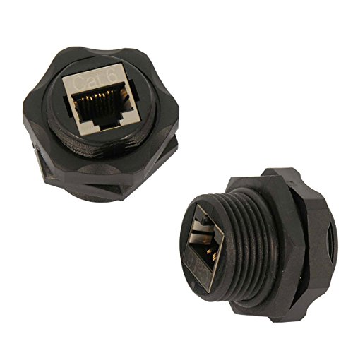 Book Cover Installerparts CAT 6 RJ45 Shielded Industrial Panel Mount Bulkhead Female/Female Feed Thru Coupler - Professional Series Network Connectors - Black