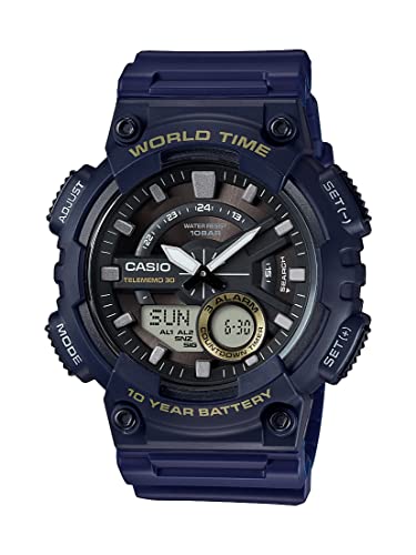 Book Cover Casio Men's Heavy Duty Quartz Resin Watch, Color: Blue (Model: AEQ110W-2AV)
