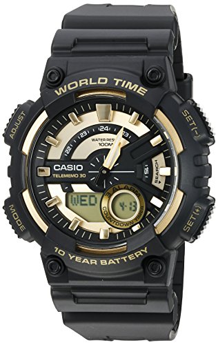Book Cover Casio Men's Sports Quartz Watch with Resin Strap, Gold, 28.6 (Model: AEQ110BW-9AV)