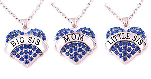 Book Cover Charm.L Grace Crystal Heart Necklaces Set Mom Big Sis Middle Lil Sister