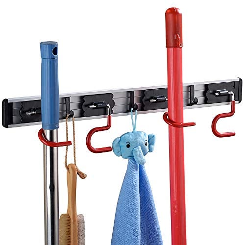 Book Cover Cavoli Mop and Broom Rack,Wall Mounted,Storage Organizer (4 Positions)