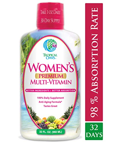 Book Cover Women's Premium Liquid Multivitamin, Superfood, Herbal Blend - Anti-Aging Liquid Multivitamin for Women. 100+ Ingredients Promote Heart Health, Brain Health, Bone Health -1mo Supply