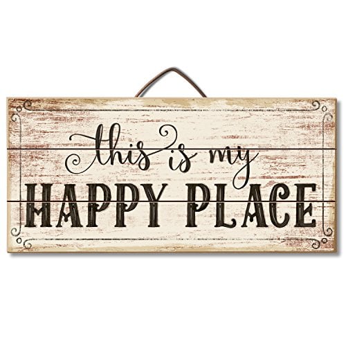 Book Cover Highland Graphics Motivational Sign 'This is My Happy Place' Table or Wall Decor (Standard Version)