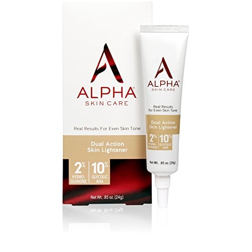 Book Cover Alpha Skin Care - Dual Action Skin Lightener, 2% Hydroquinone, 10% Gycolic AHA, Real Results for Even Skin Tone| Paraben-Free| 0.85-Ounce