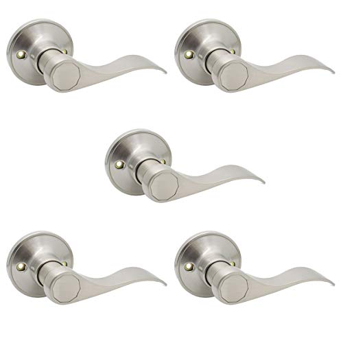 Book Cover Gobrico Right Handed Half Dummy Door Levers Handles Decorative Door LockSets Hardware Non-Function Satin Nickel Finished Pack of 5