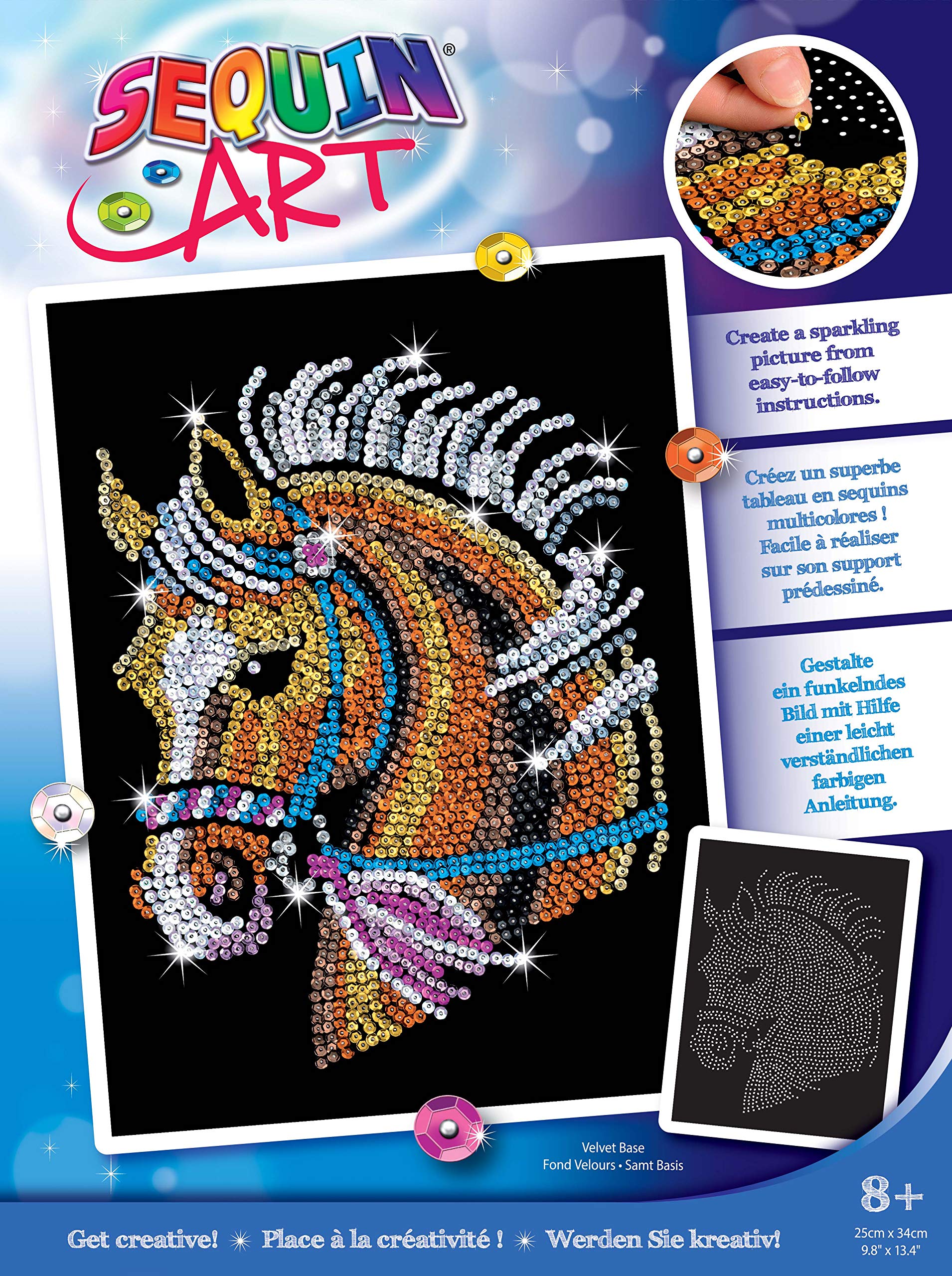 Book Cover Sequin Art Blue Horse, Sparkling Arts and Crafts Kit; Creative Crafts for Adults and Kids