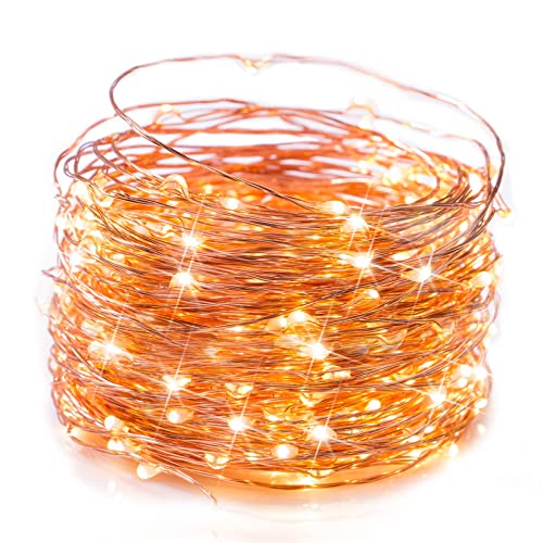 Book Cover Minetom Fairy Lights Plug in, 40Ft 120 LED Waterproof Copper Wire Firefly Lights, with Remote and UL Adaptor, Starry String Lights for Wedding Indoor Outdoor Christmas Garden Decoration, Warm White