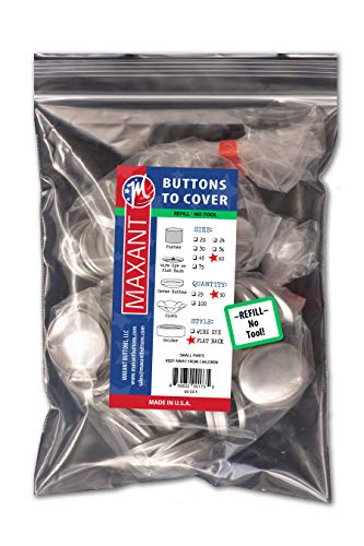 Book Cover 50 Buttons to Cover - Made in USA - Cover Buttons With Flat Backs Size 60 (1 1/2
