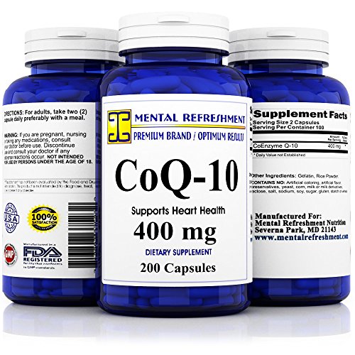 Book Cover Pure CoQ10 400Mg per Serving - Max Strength - 200 Capsules - High Absorption Coenzyme Q10 Ubiquinone Supplement Pills, Extra Antioxidant for Healthy Blood Pressure & Heart