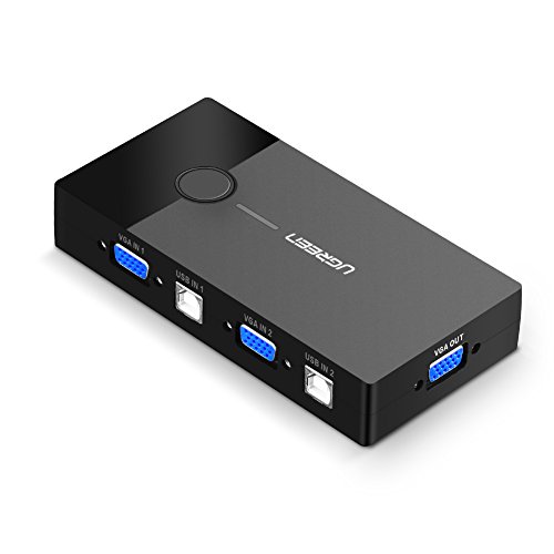 Book Cover UGREEN USB KVM Switch, VGA Switcher Box 2 Port USB Peripheral Sharing Switch 2 In 1 Out VGA Monitor Video Share Adapter PC Manual Switch with 2* 1.5m USB 2.0 Cables for Desktop,Laptop,Printer,Keyboard,Mouse
