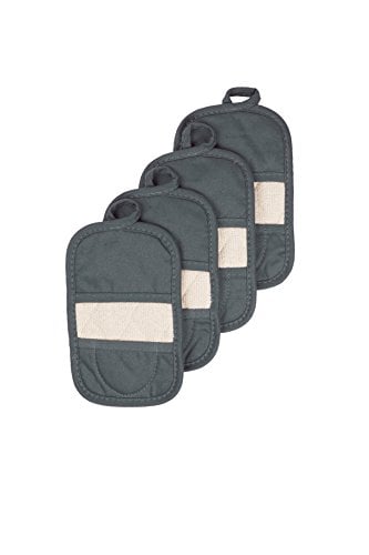 Book Cover Ritz Royale Collection 100% Cotton Terry Cloth Mitz, Dual-Function Pot Holder/Oven Mitt Set, 4-Pack, Graphite