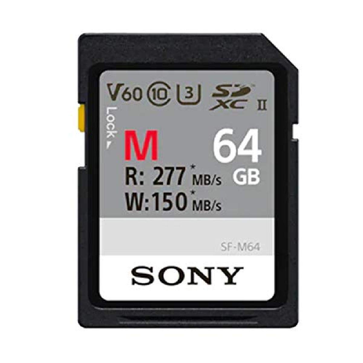 Book Cover Sony M Series SDXC UHS-II Card 64GB, V60, CL10, U3, Max R277MB/S, W150MB/S (SF-M64/T2), Black Memory Card