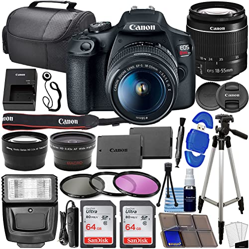 Book Cover Canon EOS Rebel T7 DSLR Camera Bundle w/ Canon EF-S 18-55mm f/3.5-5.6 is II Lens + 2pc SanDisk 64GB Memory Cards, Wide Angle Lens, Telephoto Lens, 3pc Filter Kit + Accessory Kit