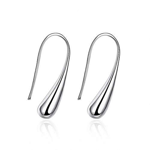 Book Cover Sobly Women 925 Sterling Silver Plated Teardrop Drop Dangle Earrings with Print