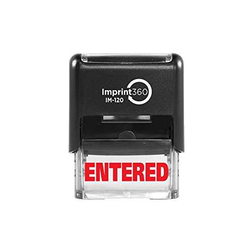Book Cover Imprint 360 AS-IMP1028 - Entered, Heavy Duty Commerical Quality Self-Inking Rubber Stamp, Red Ink, 9/16