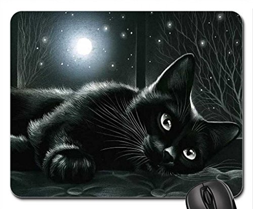Book Cover Schoolsupplies Black cat in moonlight Mouse Pad, Mousepad (Cats Mouse Pad)