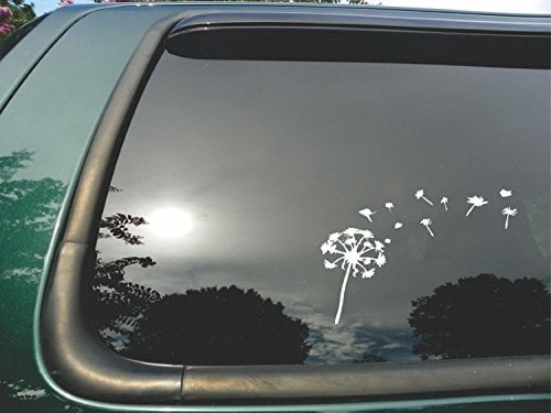 Book Cover Dandelion Flying- Die Cut White Vinyl Window Decal/sticker for Car or Truck 5.5x8 by Red Clay Designs