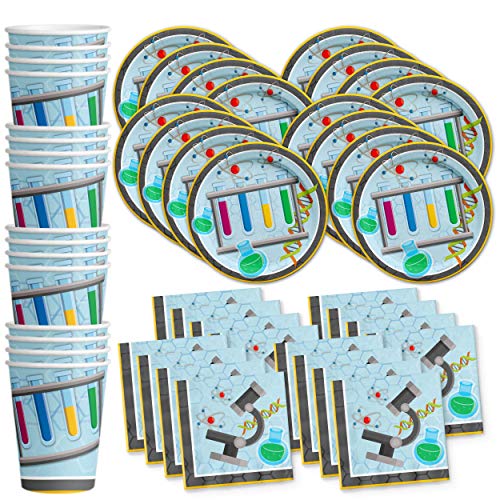 Book Cover Super Science Birthday Party Supplies Set Plates Napkins Cups Tableware Kit for 16