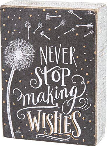 Book Cover Primitives by Kathy Chalk Art Box Sign, Never Stop Making Wishes