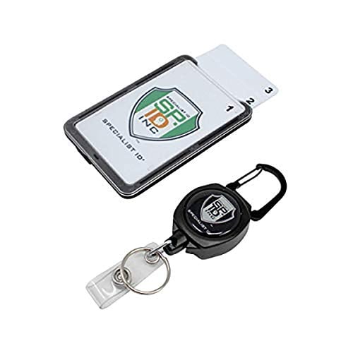 Book Cover Super Heavy Duty Sidekick Retractable Badge and Key Reel - Carabiner Clip - with Three Card ID Badge Holder (Holds 3 I'd Badges) by Specialist ID
