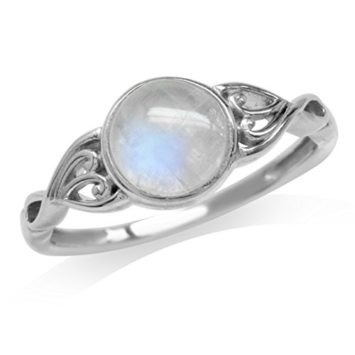 Book Cover Silvershake 7mm Natural Moonstone 925 Sterling Silver Victorian Style Solitaire Ring