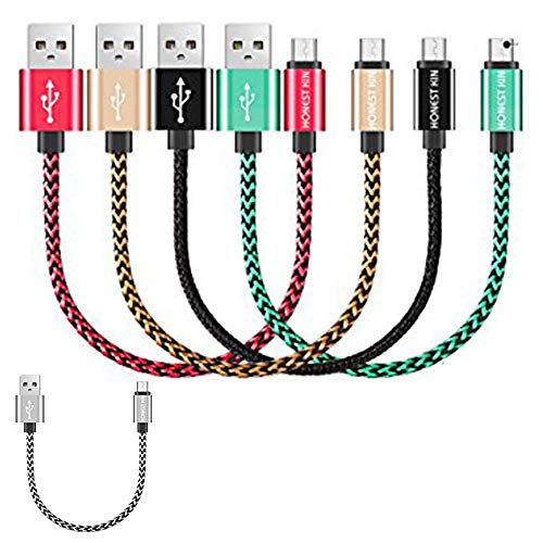 Book Cover Short Micro USB Cables [1 ft 5 Pack] Nylon Braided, Honest kin Fast USB Android Charger Cord for Power Banks and Android Cell Phones as Samsung, HTC, LG