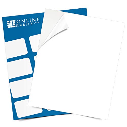 Book Cover Sticker Paper, 100 Sheets, White Matte, 8.5 x 11 Full Sheet Label, Inkjet or Laser Printer, Online Labels