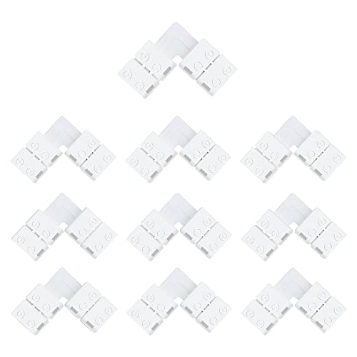 Book Cover LightingWill 10pcs Pack L Shape Solderless Snap Down 2Conductor LED Strip Connector for Right Angle Corner or 90 Degree Connection of 8mm Wide 3528 2835 Single Color Flex LED Strips